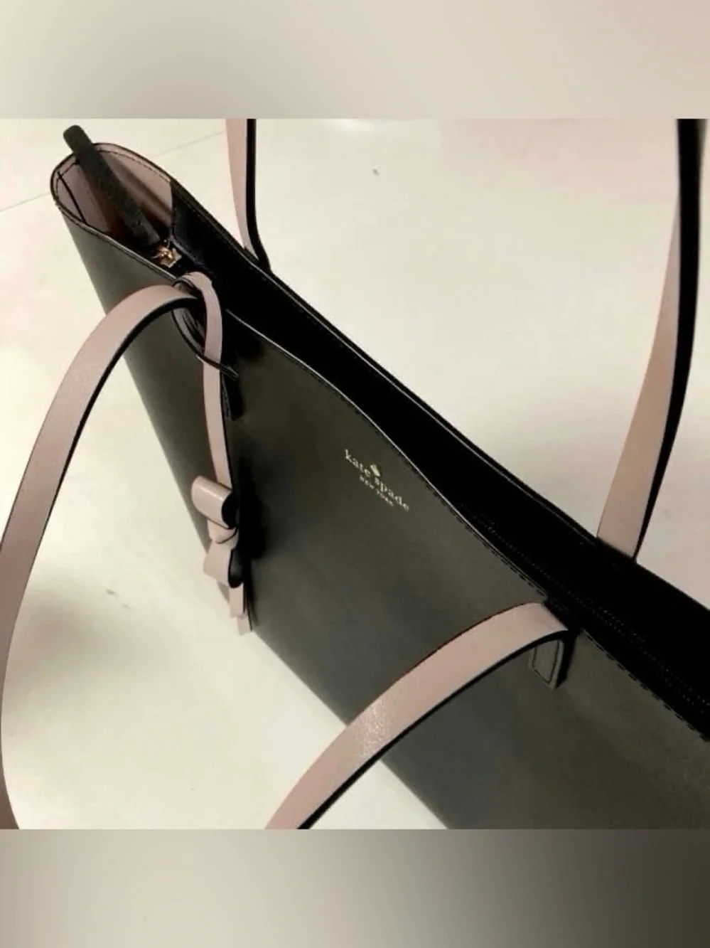 Kate Spade Black Structured Pink Bow Tote